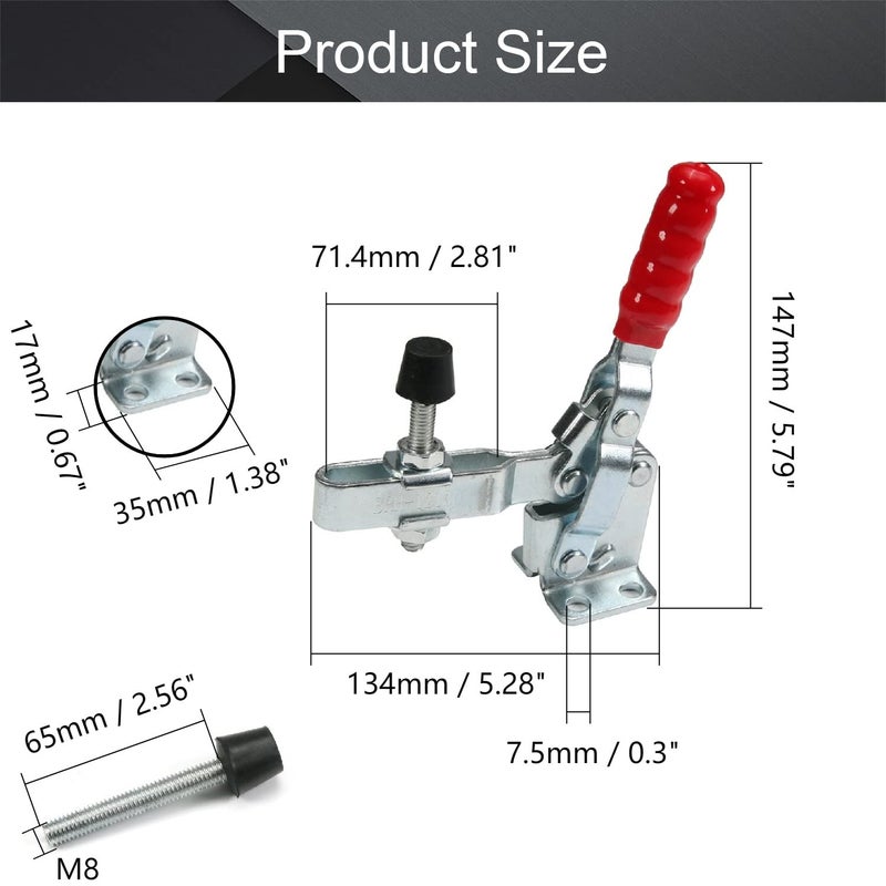 Utoolmart Hand Tool Vertical Toggle Clamp GH-12130 Quick Release Clamp 227kg Holding Capacity Adjustable Toggle Clamp 2 Pcs - Image 2